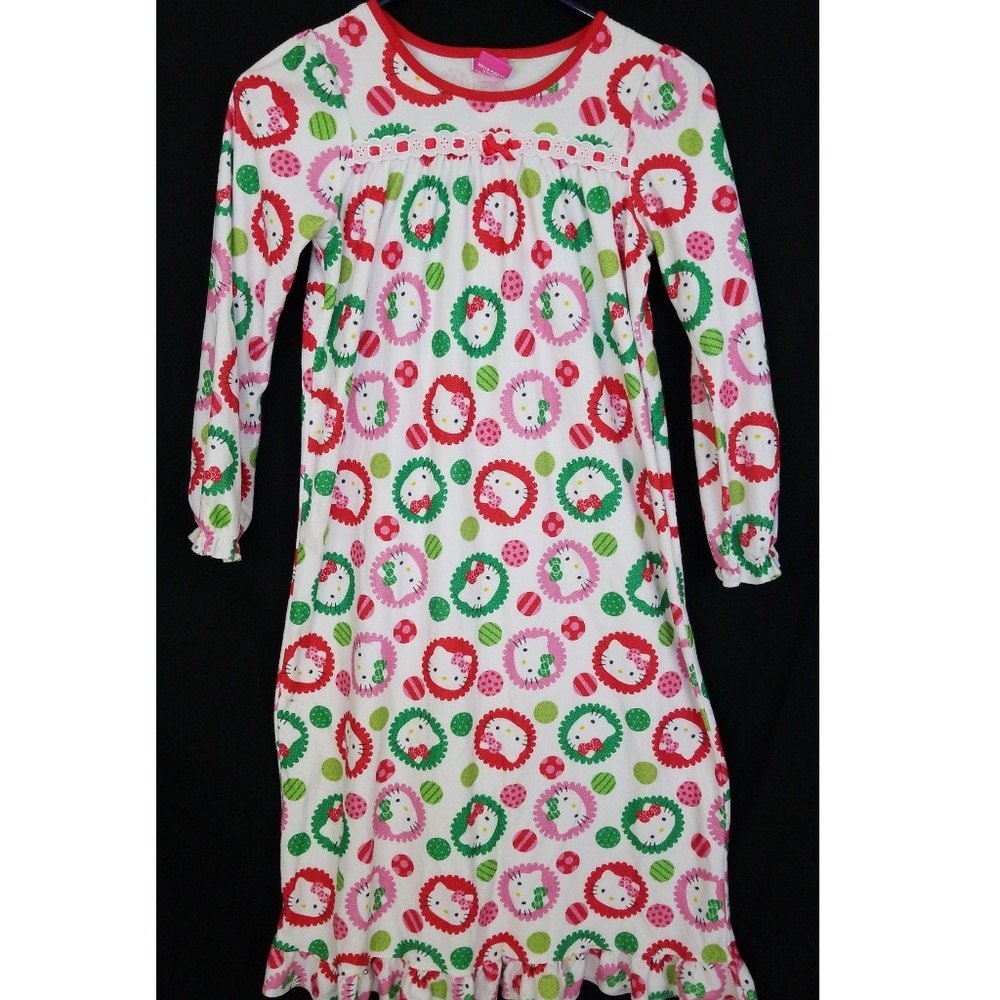 Hello Kitty Girl's White Pink Red Nightgown 10